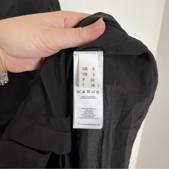 Victoria Beckham Contrast Bib Shirt in Black Size 2 NWOT - Picture 8 of 9